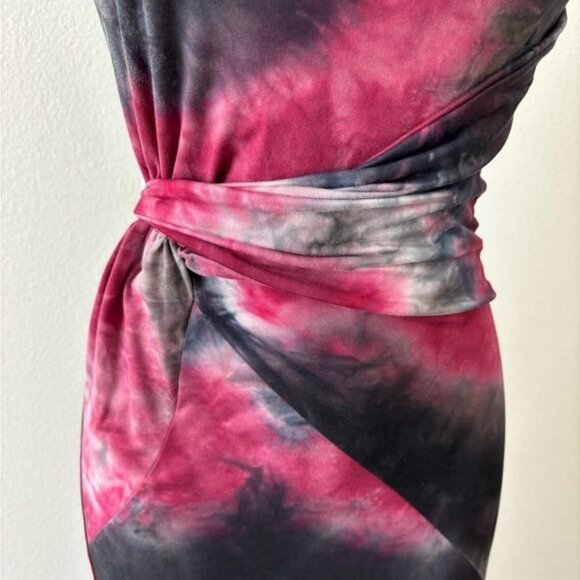 Fashion Nova Dress Medium Asymmetrical BodyCon Tie Dye Boho Soft Grunge Gothic - Picture 10 of 12